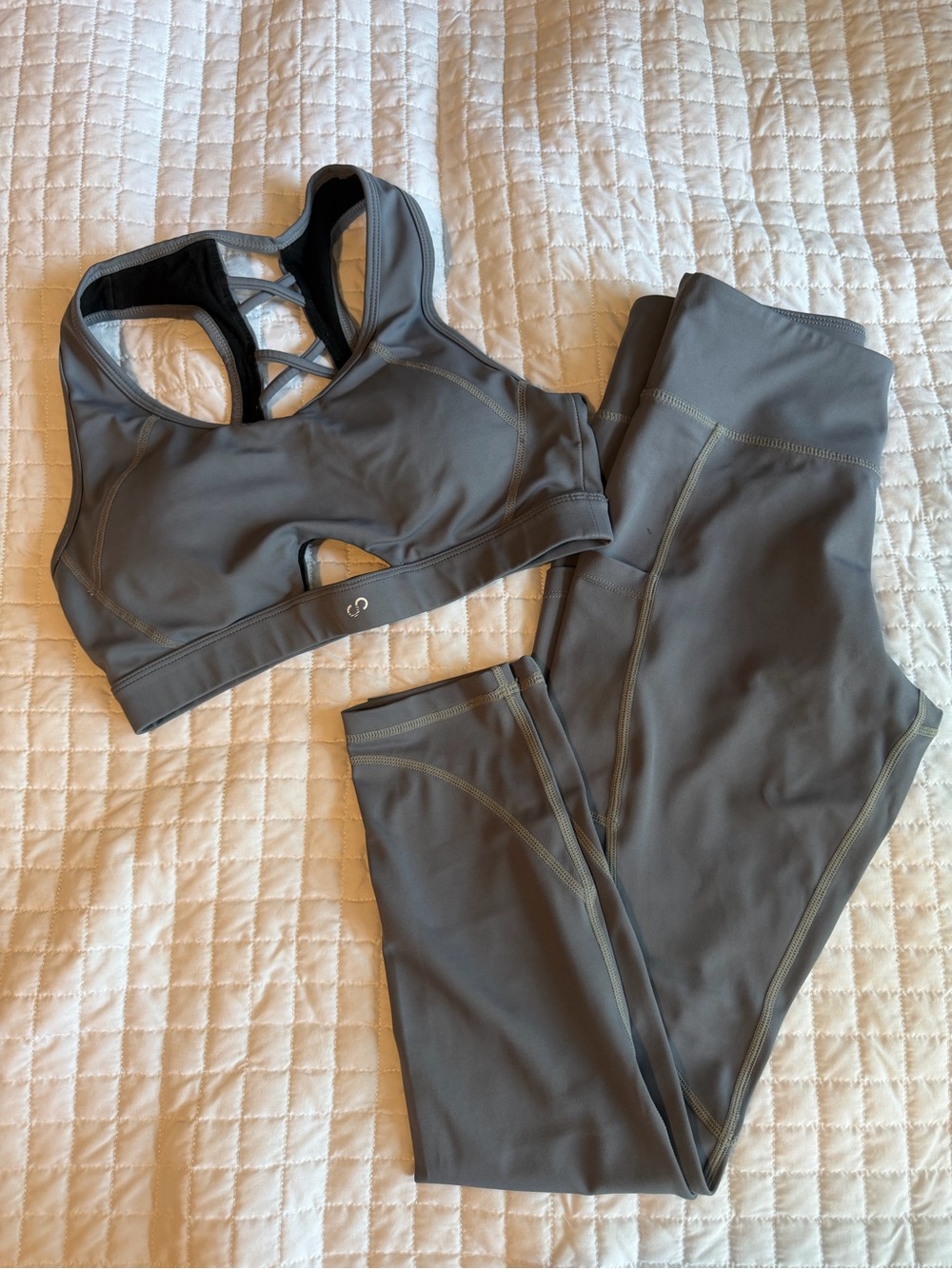 Seamless Gray High-Impact Sports Bra & Leggings Set